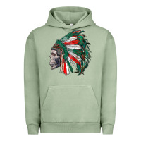 Pigment Oil Green mexican indian headdress with skull Urban Hoodie - RanaPortraitStore