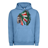 Pigment Pebble Blue mexican indian headdress with skull Urban Hoodie - RanaPortraitStore