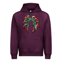 Mauve Wine mexican flag indian headdress Urban Hoodie - RanaPortraitStore
