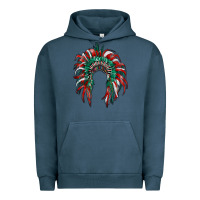 Pigment Midnight Navy mexican flag indian headdress Urban Hoodie - RanaPortraitStore