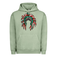 Pigment Oil Green mexican flag indian headdress Urban Hoodie - RanaPortraitStore