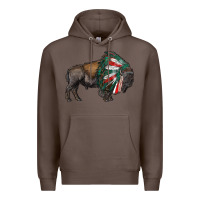 Coffee mexican bison with indian headdress Premium Hoodie - RanaPortraitStore