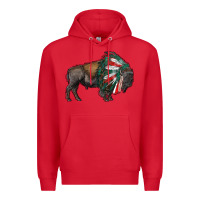 Red mexican bison with indian headdress Premium Hoodie - RanaPortraitStore