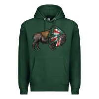 Sports Green mexican bison with indian headdress Premium Hoodie - RanaPortraitStore