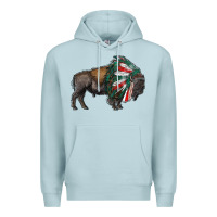 Blue Mist mexican bison with indian headdress Premium Hoodie - RanaPortraitStore