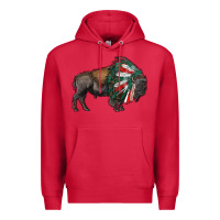 Cardinal mexican bison with indian headdress Premium Hoodie - RanaPortraitStore