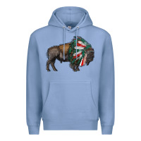 Colony Blue mexican bison with indian headdress Premium Hoodie - RanaPortraitStore