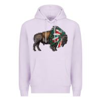 Lilac mexican bison with indian headdress Premium Hoodie - RanaPortraitStore