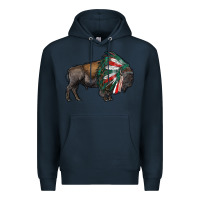 Navy mexican bison with indian headdress Premium Hoodie - RanaPortraitStore