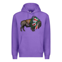 Purple mexican bison with indian headdress Premium Hoodie - RanaPortraitStore
