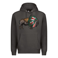 Smoke mexican bison with indian headdress Premium Hoodie - RanaPortraitStore