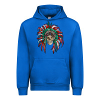 Cobalt mexican flag indian headdress with  skull Urban Hoodie - RanaPortraitStore