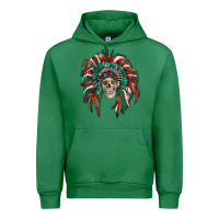 Emerald mexican flag indian headdress with  skull Urban Hoodie - RanaPortraitStore