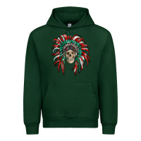 Forest Green mexican flag indian headdress with  skull Urban Hoodie - RanaPortraitStore