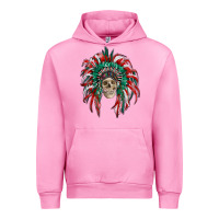 Fuchsia Pink mexican flag indian headdress with  skull Urban Hoodie - RanaPortraitStore