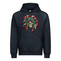 Navy mexican flag indian headdress with  skull Urban Hoodie - RanaPortraitStore