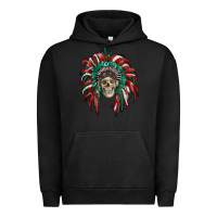 Pigment Black mexican flag indian headdress with  skull Urban Hoodie - RanaPortraitStore