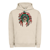 Pigment French Oak mexican flag indian headdress with  skull Urban Hoodie - RanaPortraitStore