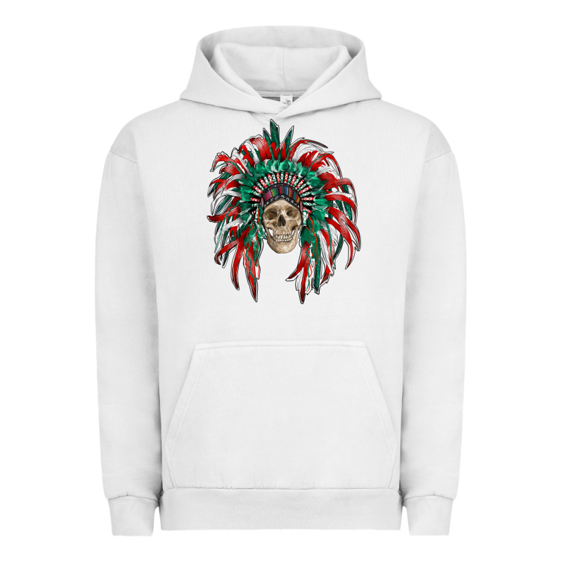 Mexican Flag Indian Headdress With  Skull Urban Hoodie by RanaPortraitStore | Teevron