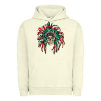 Pigment Pistachio mexican flag indian headdress with  skull Urban Hoodie - RanaPortraitStore