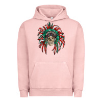 Pigment Salmon mexican flag indian headdress with  skull Urban Hoodie - RanaPortraitStore