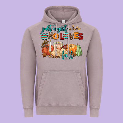 Just A Girl Who Loves Fall Vintage Hoodie Designed By Adodesignshop