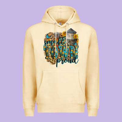 Small Town Proud Premium Hoodie Designed By Zillion Design Studio