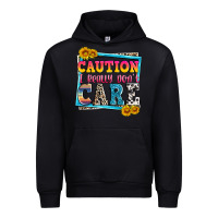 Black caution i really don't care Urban Hoodie - Zillion Design Studio
