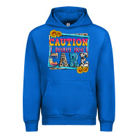 Cobalt caution i really don't care Urban Hoodie - Zillion Design Studio