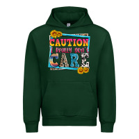 Forest Green caution i really don't care Urban Hoodie - Zillion Design Studio