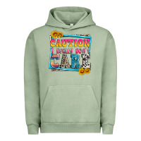 Pigment Oil Green caution i really don't care Urban Hoodie - Zillion Design Studio