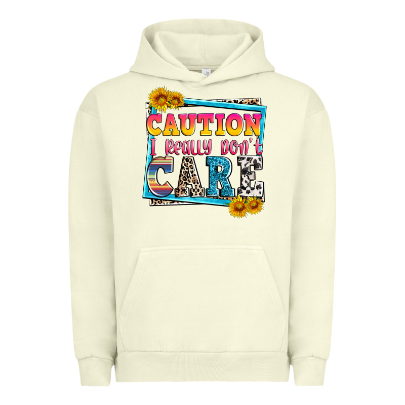 Caution I Really Don't Care Urban Hoodie by Zillion Design Studio | Teevron
