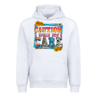 White caution i really don't care Urban Hoodie - Zillion Design Studio