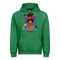 Emerald Halloween Afro Messy Bun Spooky Mama Urban Hoodie - texasbilliewilder