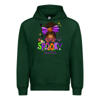 Forest Green Halloween Afro Messy Bun Spooky Mama Urban Hoodie - texasbilliewilder