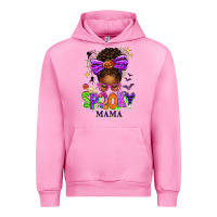 Fuchsia Pink Halloween Afro Messy Bun Spooky Mama Urban Hoodie - texasbilliewilder