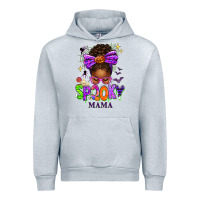 Heather Grey Halloween Afro Messy Bun Spooky Mama Urban Hoodie - texasbilliewilder