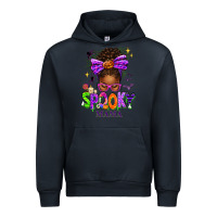Navy Halloween Afro Messy Bun Spooky Mama Urban Hoodie - texasbilliewilder