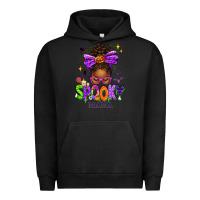 Pigment Black Halloween Afro Messy Bun Spooky Mama Urban Hoodie - texasbilliewilder
