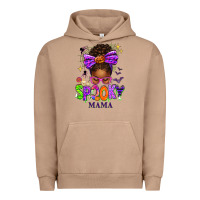 Pigment Burro Halloween Afro Messy Bun Spooky Mama Urban Hoodie - texasbilliewilder