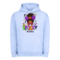 Pigment Grape Ice Halloween Afro Messy Bun Spooky Mama Urban Hoodie - texasbilliewilder