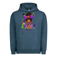 Pigment Midnight Navy Halloween Afro Messy Bun Spooky Mama Urban Hoodie - texasbilliewilder