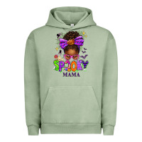 Pigment Oil Green Halloween Afro Messy Bun Spooky Mama Urban Hoodie - texasbilliewilder