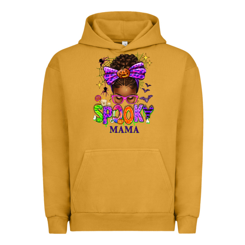 Halloween Afro Messy Bun Spooky Mama Urban Hoodie by texasbilliewilder | Teevron
