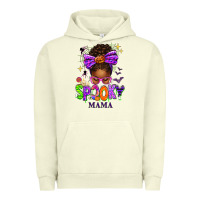 Pigment Pistachio Halloween Afro Messy Bun Spooky Mama Urban Hoodie - texasbilliewilder