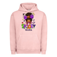 Pigment Salmon Halloween Afro Messy Bun Spooky Mama Urban Hoodie - texasbilliewilder