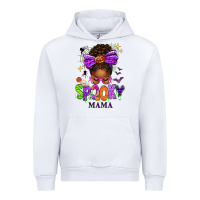 White Halloween Afro Messy Bun Spooky Mama Urban Hoodie - texasbilliewilder