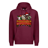 Burgundy merry christmas truck animals Premium Hoodie - RanaPortraitStore