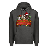Charcoal Heather merry christmas truck animals Premium Hoodie - RanaPortraitStore