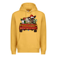Mustard merry christmas truck animals Premium Hoodie - RanaPortraitStore